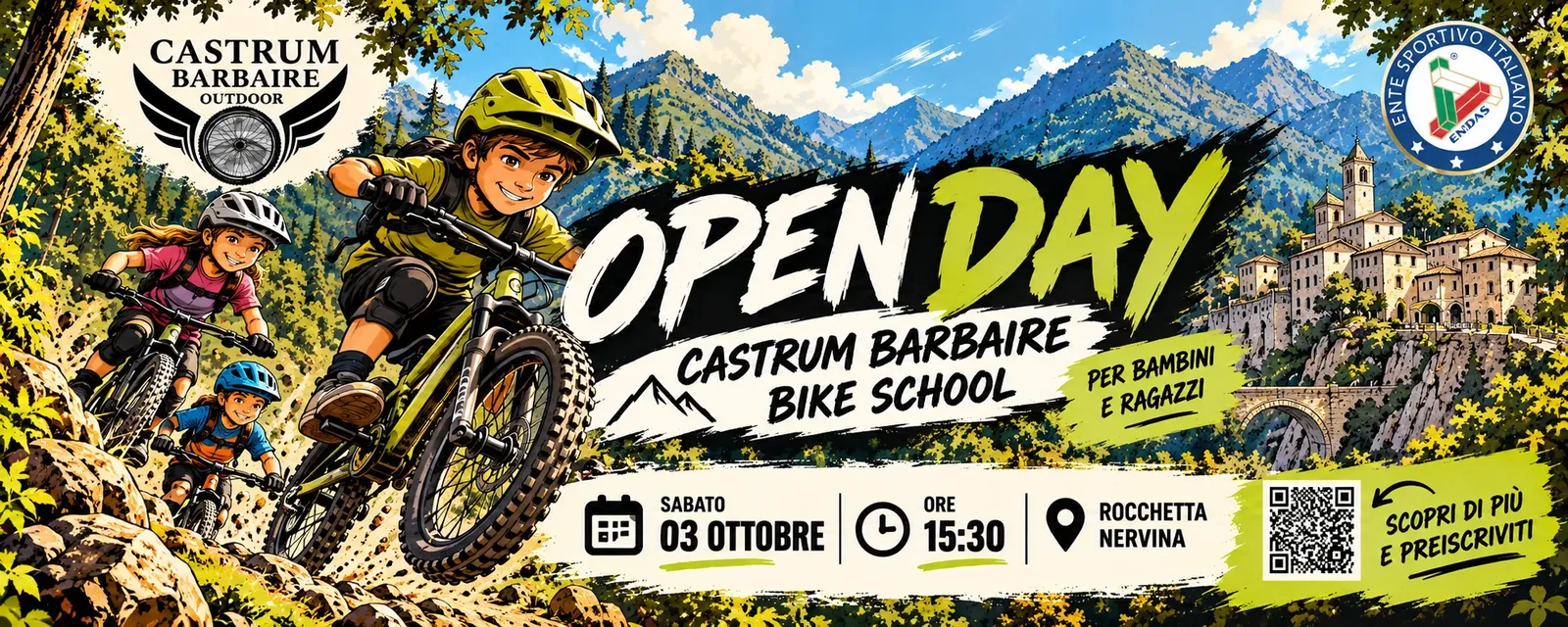 Open Day Castrum Barbaire Bike School per bambini e ragazzi: sabato 3 ottobre ore 15:30 a Rocchetta Nervina